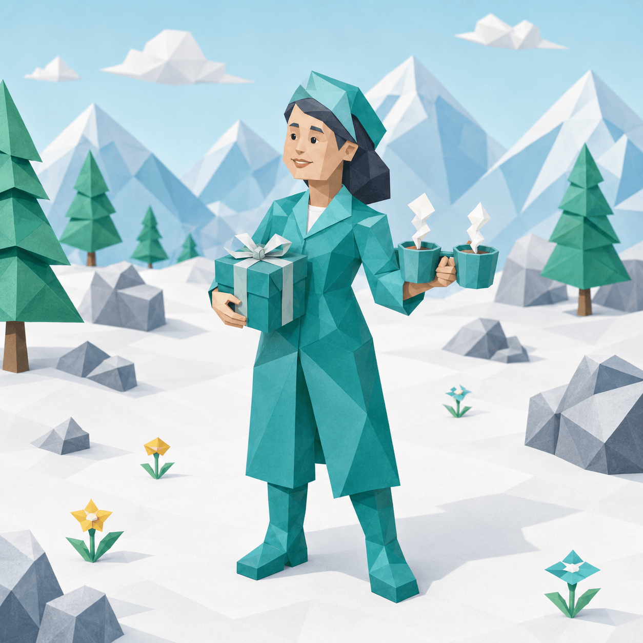 执政官 ESFJ 的低多边形人物插画